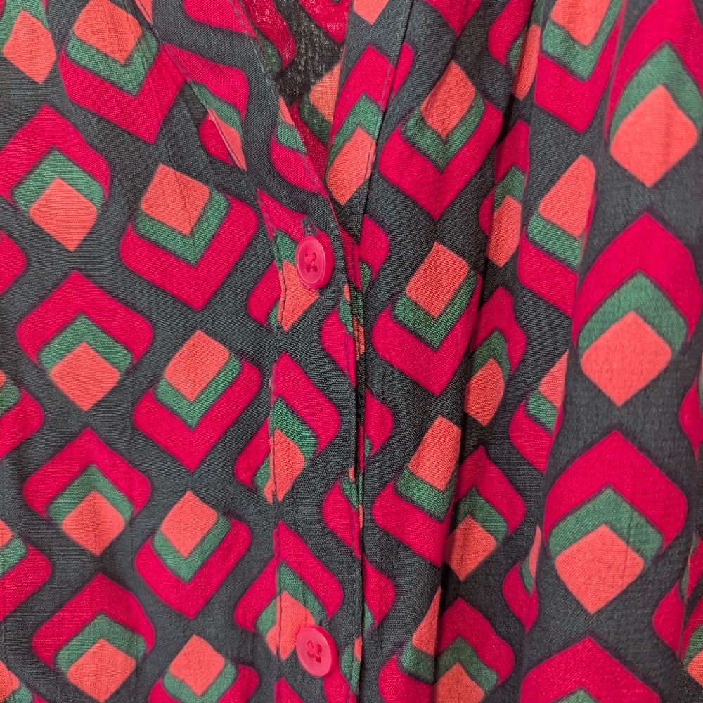 Nwt Terra & Sky Maxi Plus Size 4x Midi Shirtdress Stylish Geometric Button Down — image 8 of 8